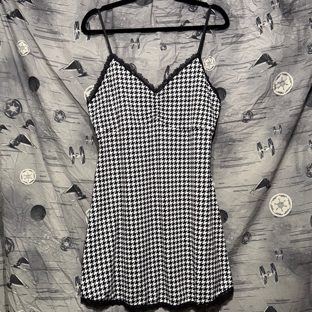 NWT SOURPUSS HOUNDSTOOTH MINI SLIP DRESS SZ XL